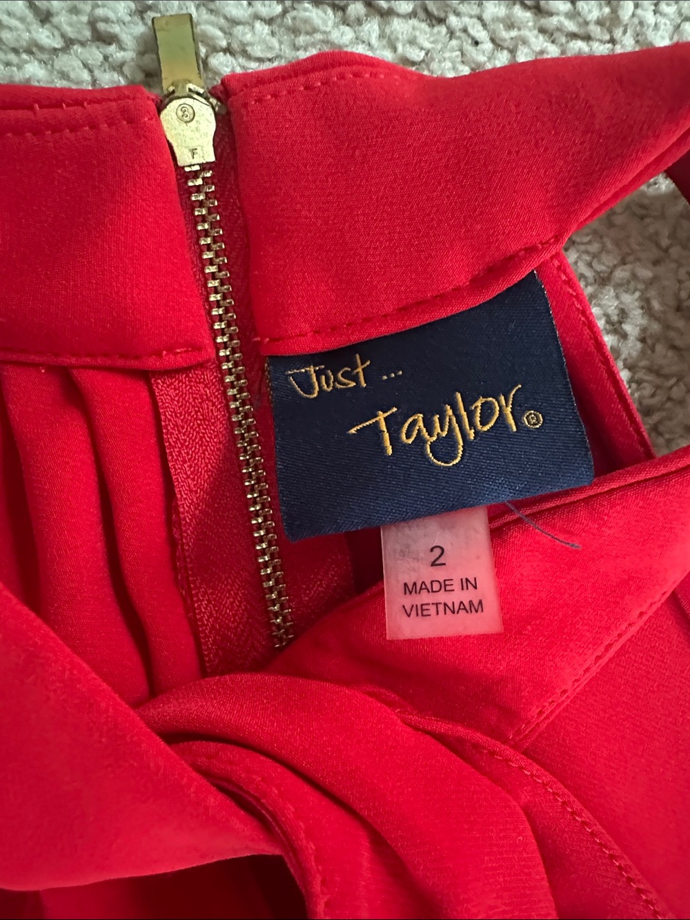 Elegant Just Taylor Red Twist-Halter Midi Dress with Gold Hardware - Picture 3 of 7